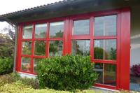Wintergarten in rot mit Alu-Verkleidung renoviert