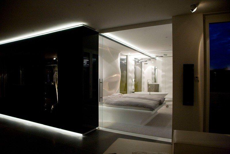 Loft-Einrichtung Schlaf- und Badezimmer 